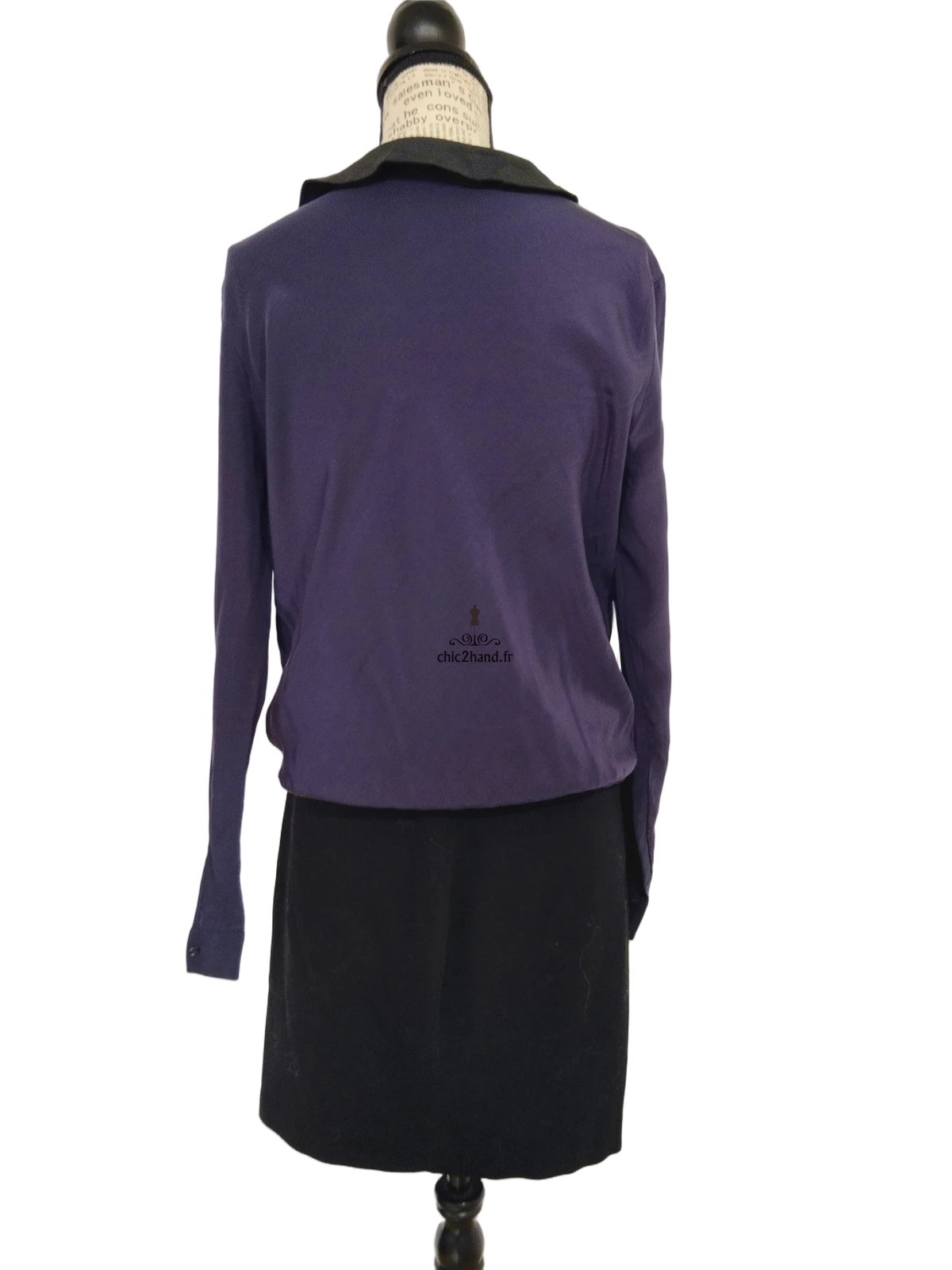 Robe en soie courte Maje T1 bleu marine noir TBE – Image 6
