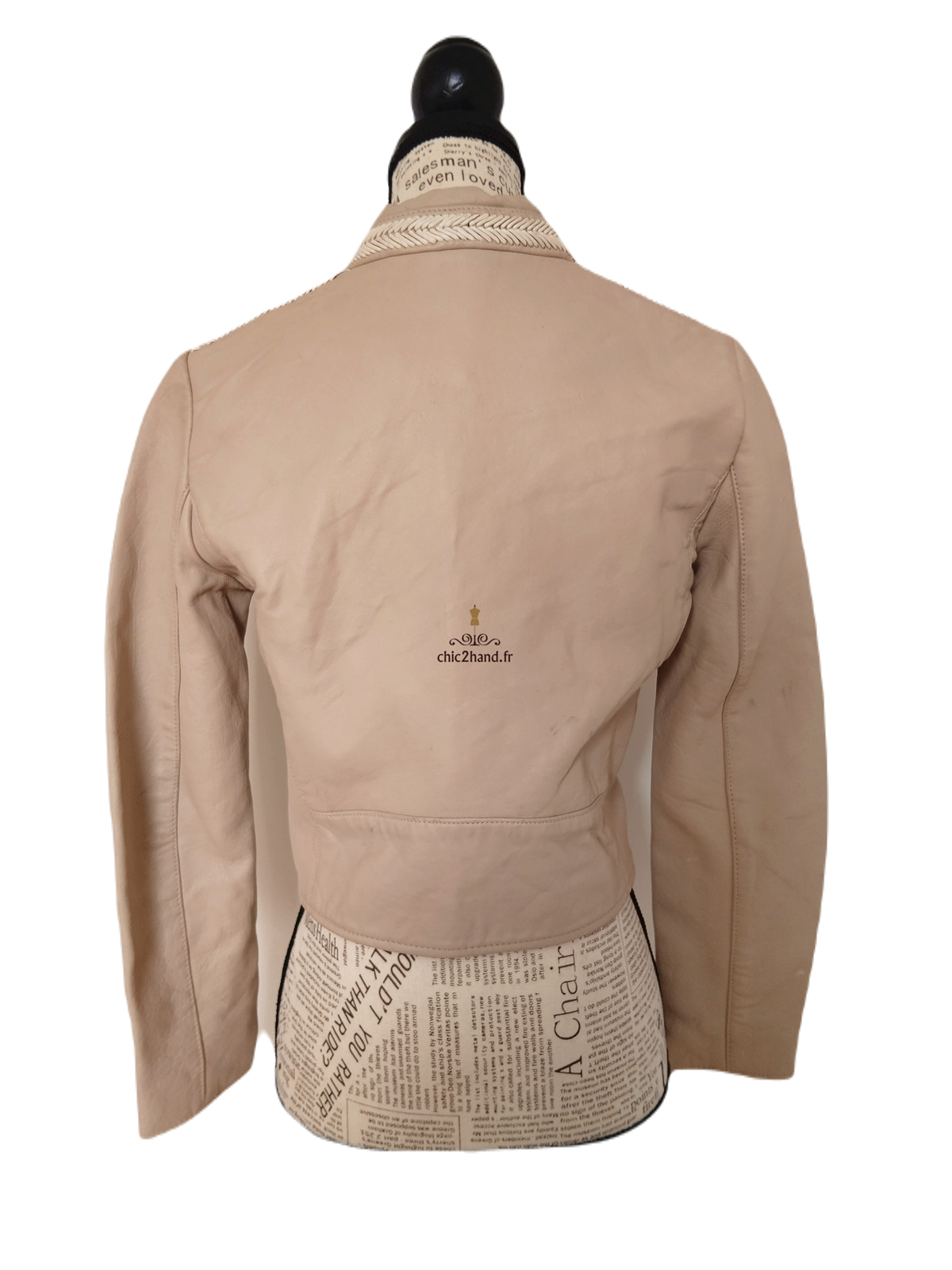 Veste blouson court 100% cuir véritable Maje S rose poudré TBE – Image 8