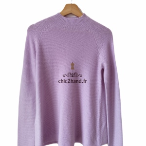 Pull Oversize col montant tricot 3D 100% pur cachemire comptoir des cotonniers manduel M lila NEUF 