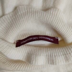 Pull Oversize col roulé tricot 3D 100% pur cachemire comptoir des cotonniers XS blanc crème Neuf mane