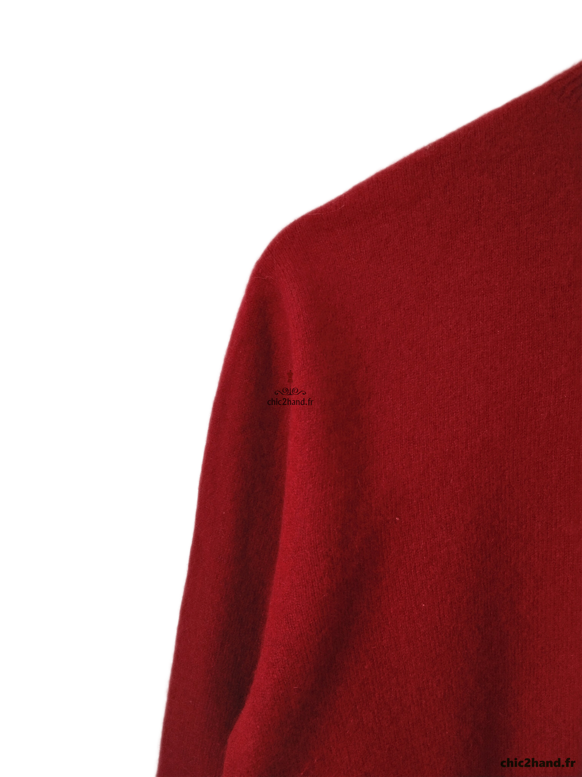 Pull Oversize col roulé tricot 3D 100% pur cachemire comptoir des cotonniers M rouge bordeaux Neuf mane – Image 3
