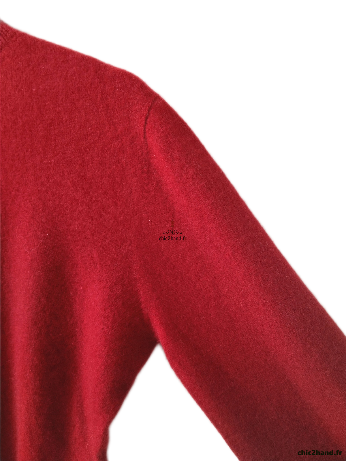 Pull Oversize col roulé tricot 3D 100% pur cachemire comptoir des cotonniers M rouge bordeaux Neuf mane – Image 5