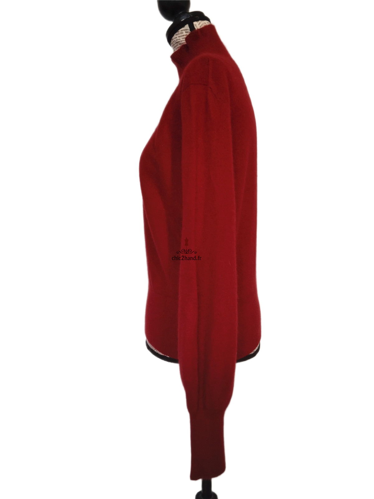 Pull Oversize col roulé tricot 3D 100% pur cachemire comptoir des cotonniers M rouge bordeaux Neuf mane – Image 9
