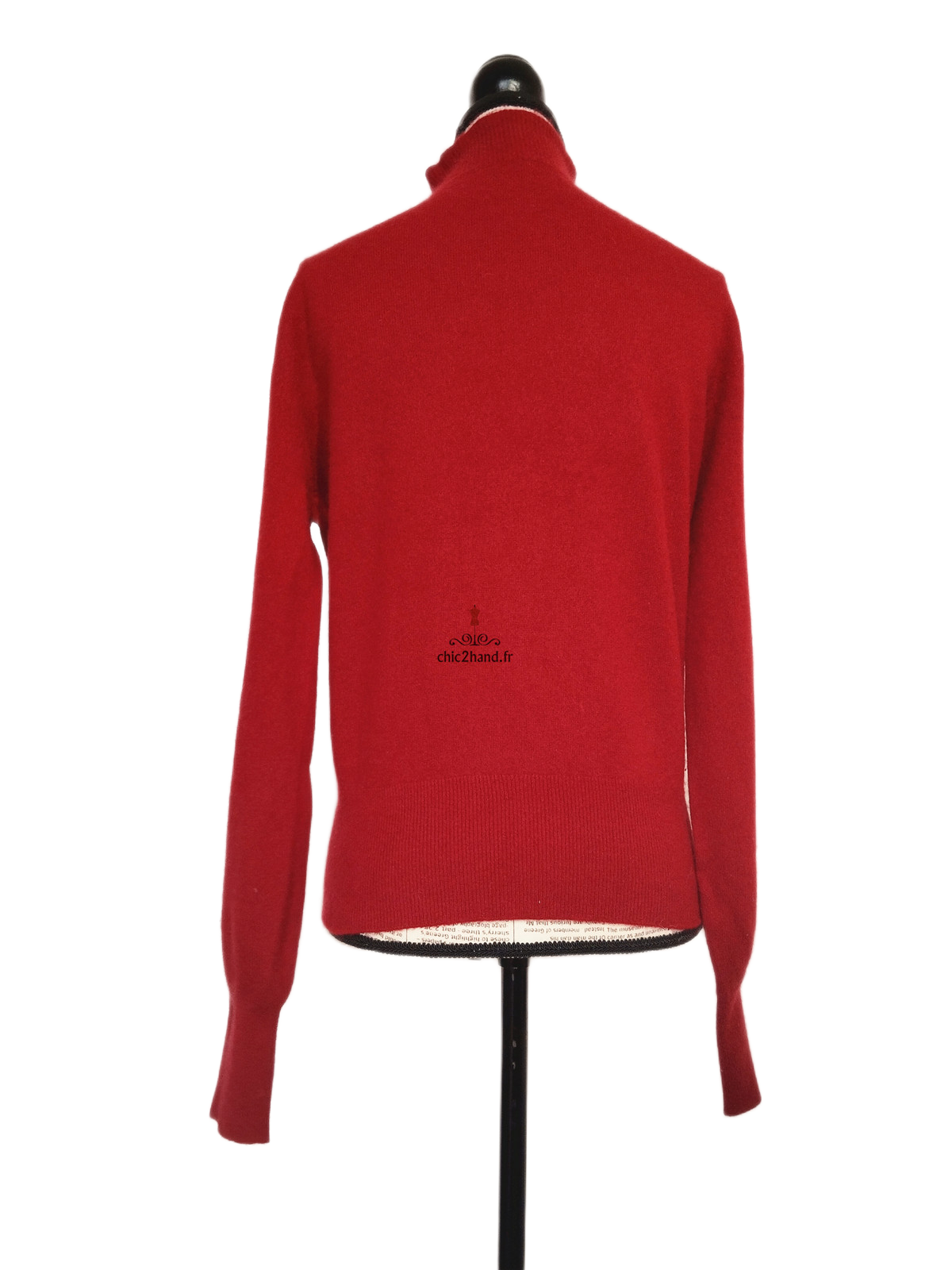 Pull Oversize col roulé tricot 3D 100% pur cachemire comptoir des cotonniers M rouge bordeaux Neuf mane – Image 10