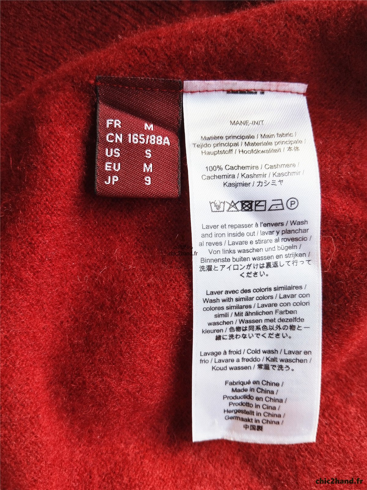 Pull Oversize col roulé tricot 3D 100% pur cachemire comptoir des cotonniers M rouge bordeaux Neuf mane – Image 11
