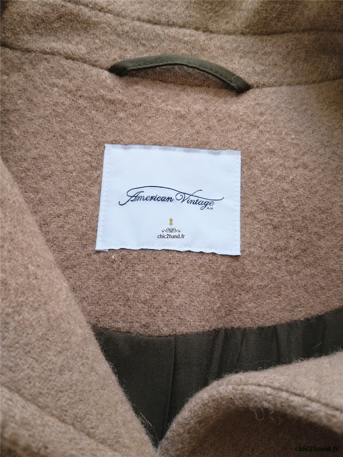 Manteau long avec capuche laine American Vintage Baz17CH23 BAZYBAY M L noisette Neuf – Image 11