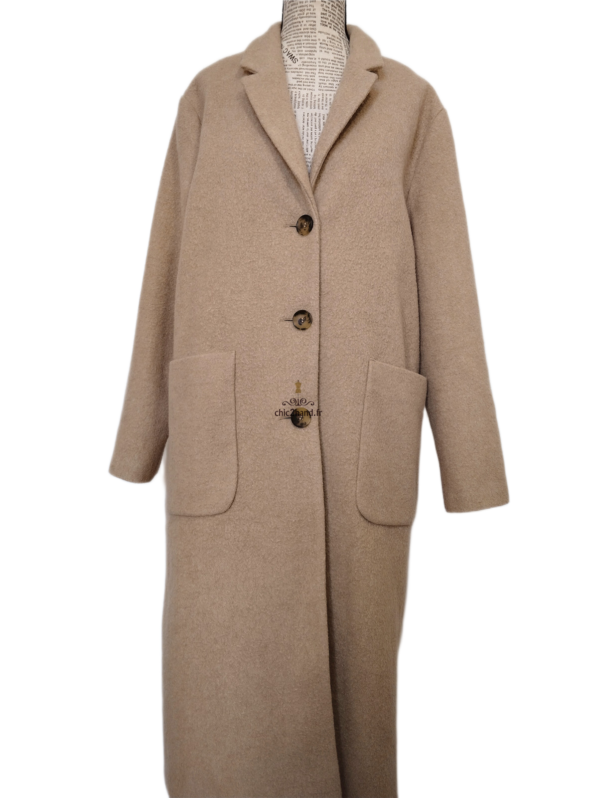 Manteau oversize laine American Vintage Beb402 M Beige Neuf – Image 8