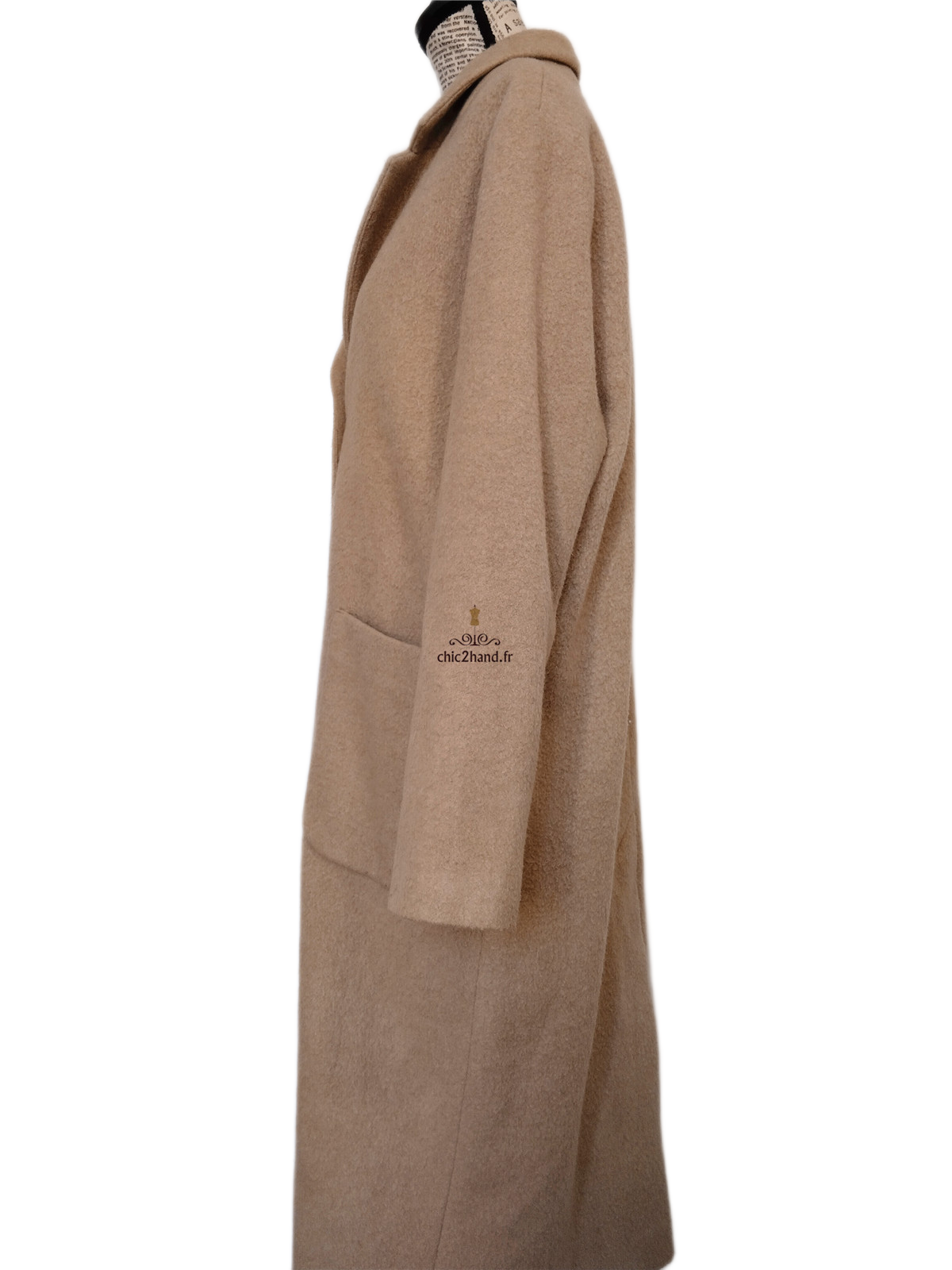 Manteau oversize laine American Vintage Beb402 M Beige Neuf – Image 9