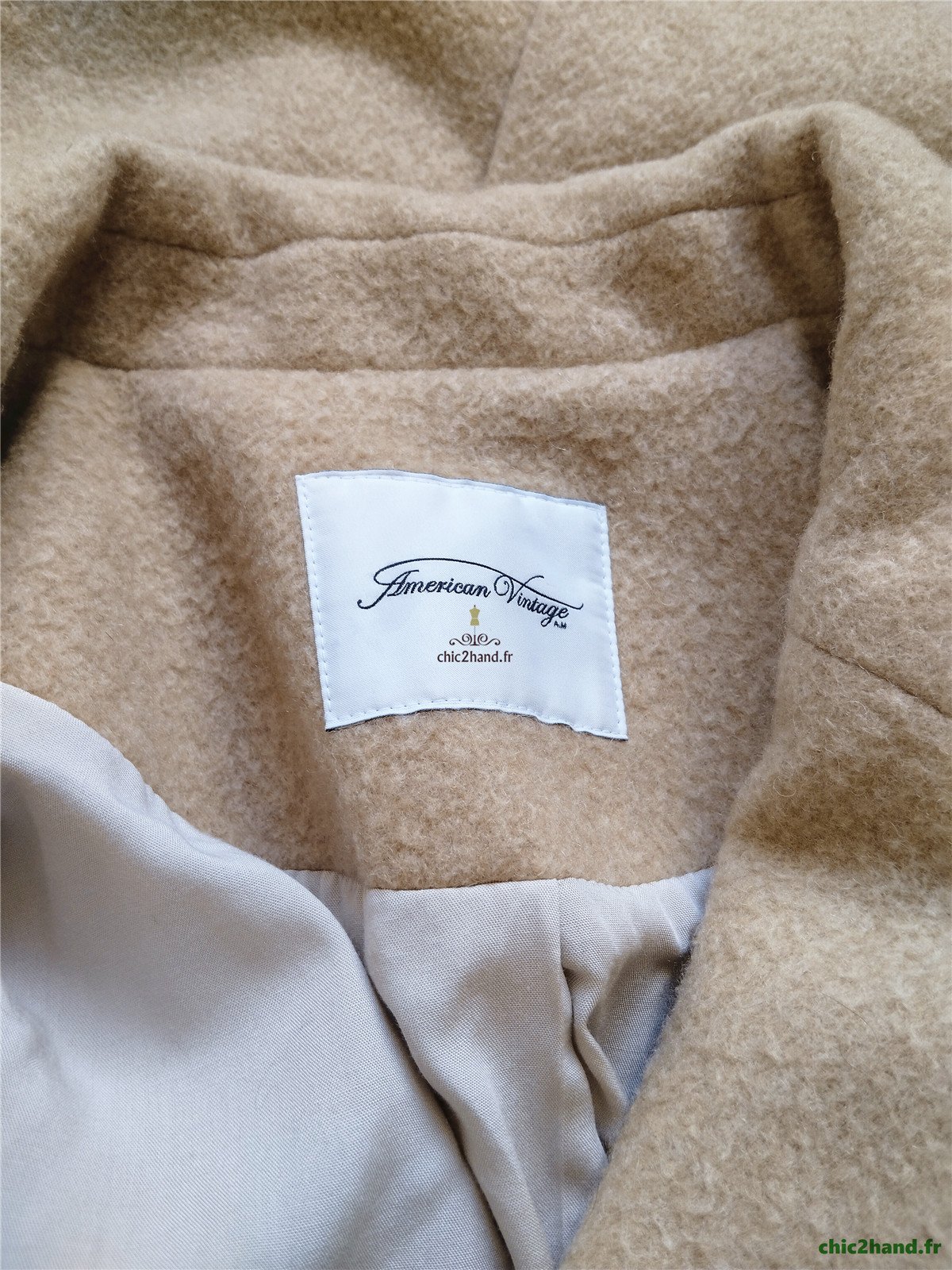 Manteau oversize laine American Vintage Beb402 M Beige Neuf – Image 12