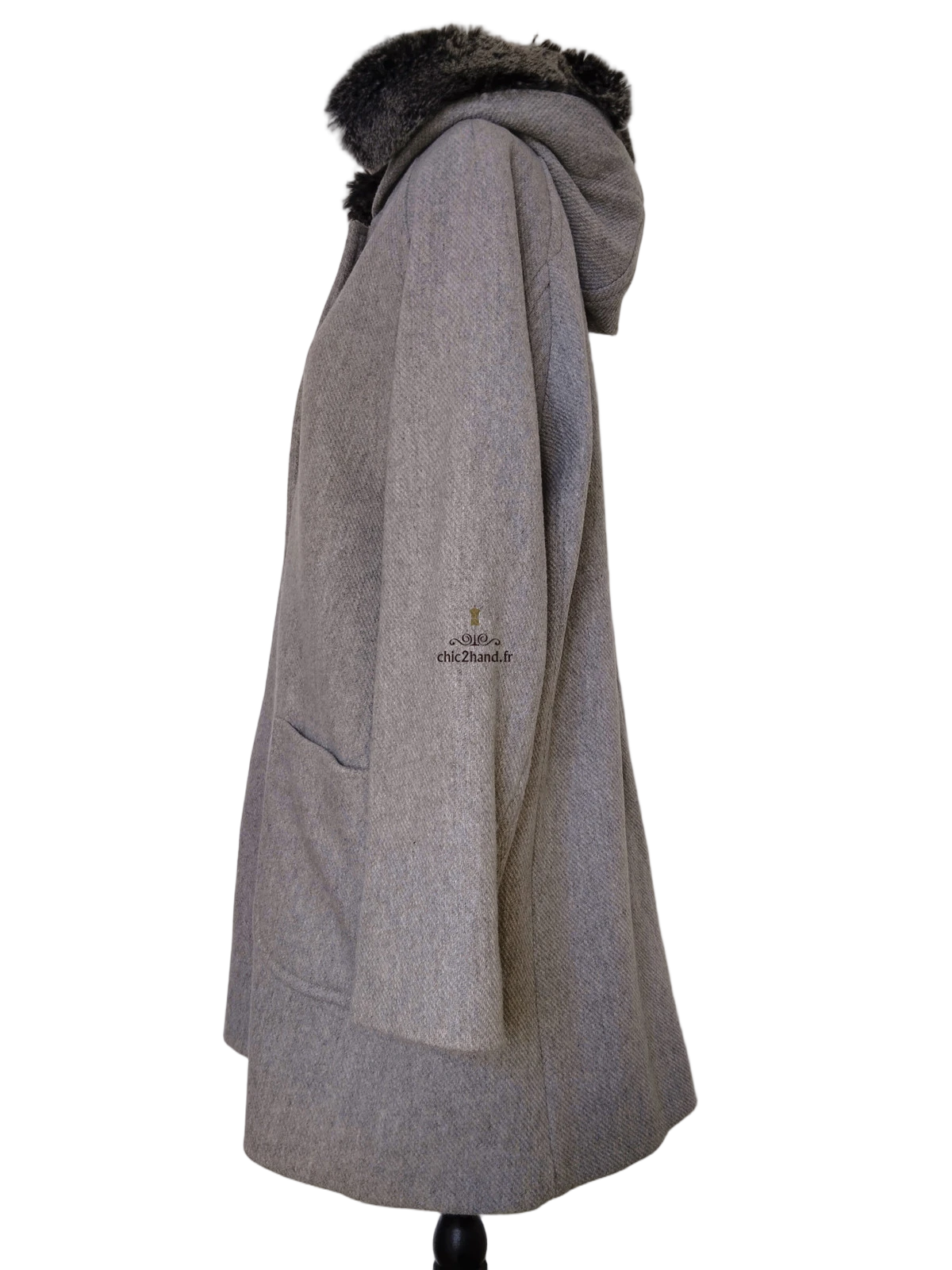 Manteau oversize avec capuche laine Comptoir des Cotonniers Gustin gris M TBE – Image 3