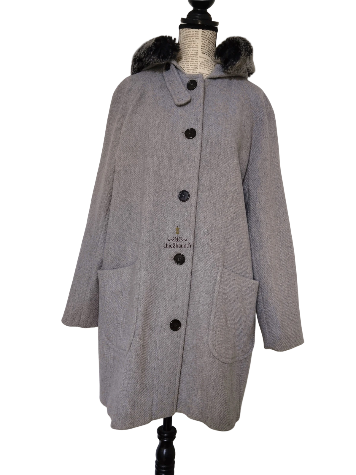 Manteau oversize avec capuche laine Comptoir des Cotonniers Gustin gris M TBE – Image 4