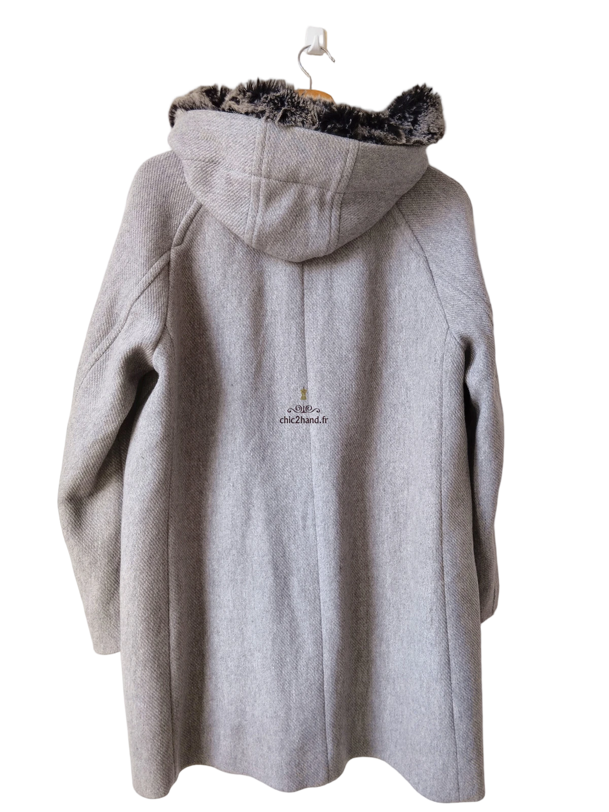 Manteau oversize avec capuche laine Comptoir des Cotonniers Gustin gris M TBE – Image 5