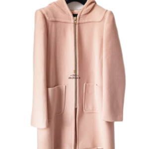 Manteau 80% laine vierge rose avec capuche zippe Tara Jarmon  S TBE