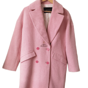 Manteau oversize en coton Tara Jarmon FR38 M carreaux blanc rose TBE
