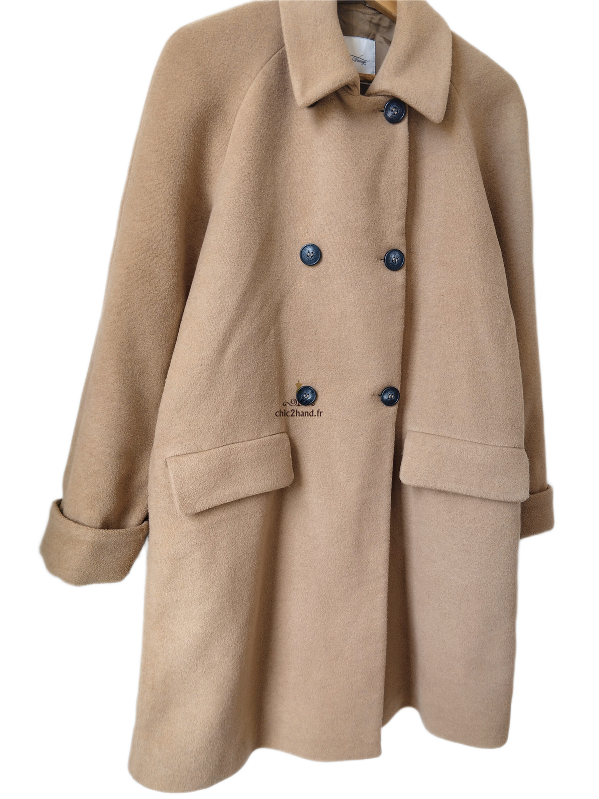 Manteau mi long oversize laine American Vintage chic400 S marron camel TBE – Image 3