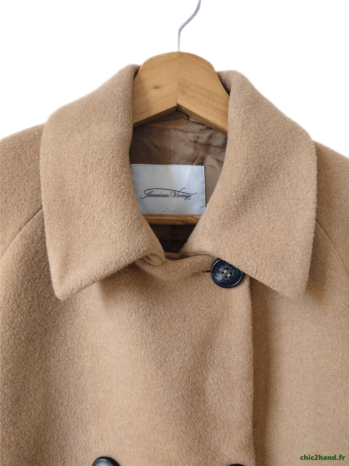 Manteau mi long oversize laine American Vintage chic400 S marron camel TBE – Image 5
