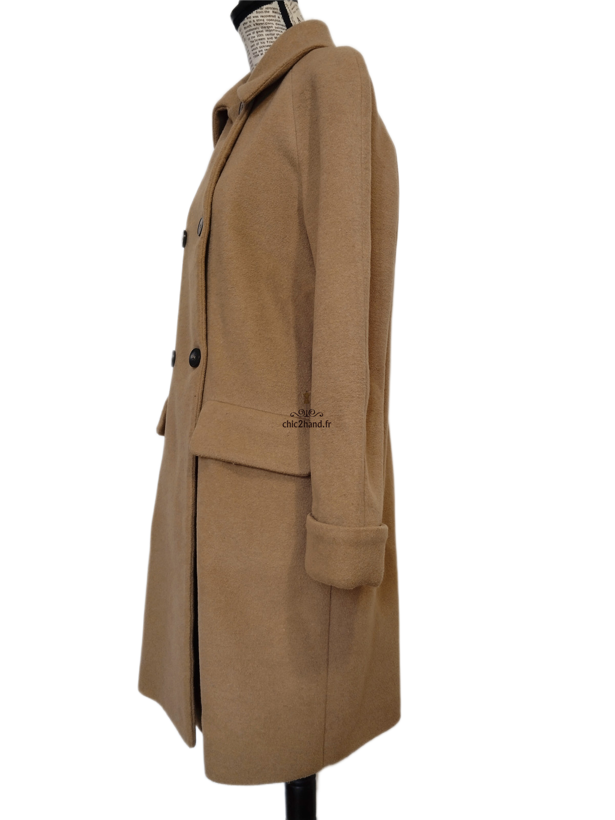 Manteau mi long oversize laine American Vintage chic400 S marron camel TBE – Image 9