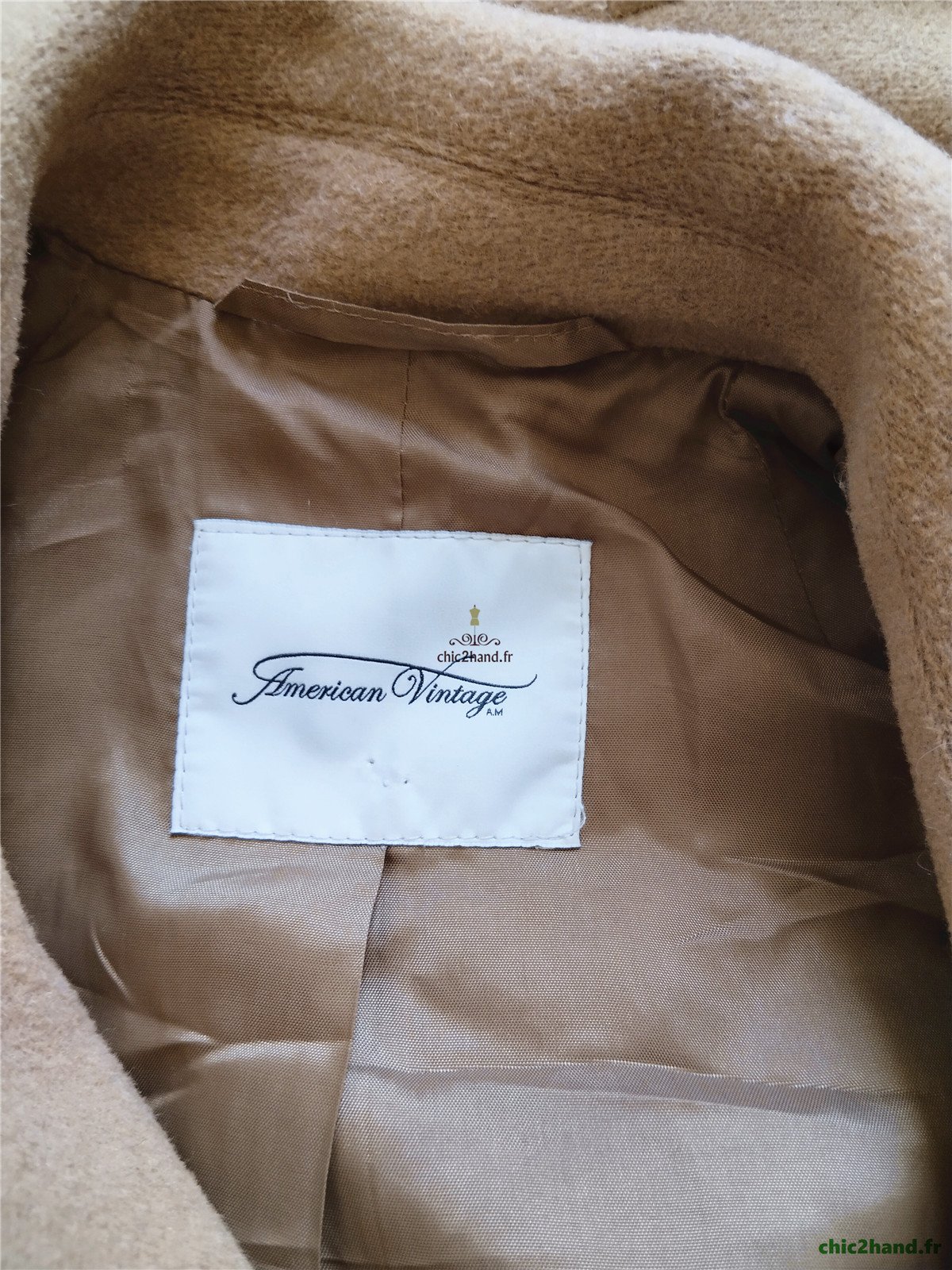 Manteau mi long oversize laine American Vintage chic400 S marron camel TBE – Image 13