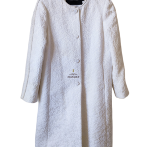 Manteau veste mi-saison coton satiné blanc borderie fleur Tara Jarmon FR38 M TBE