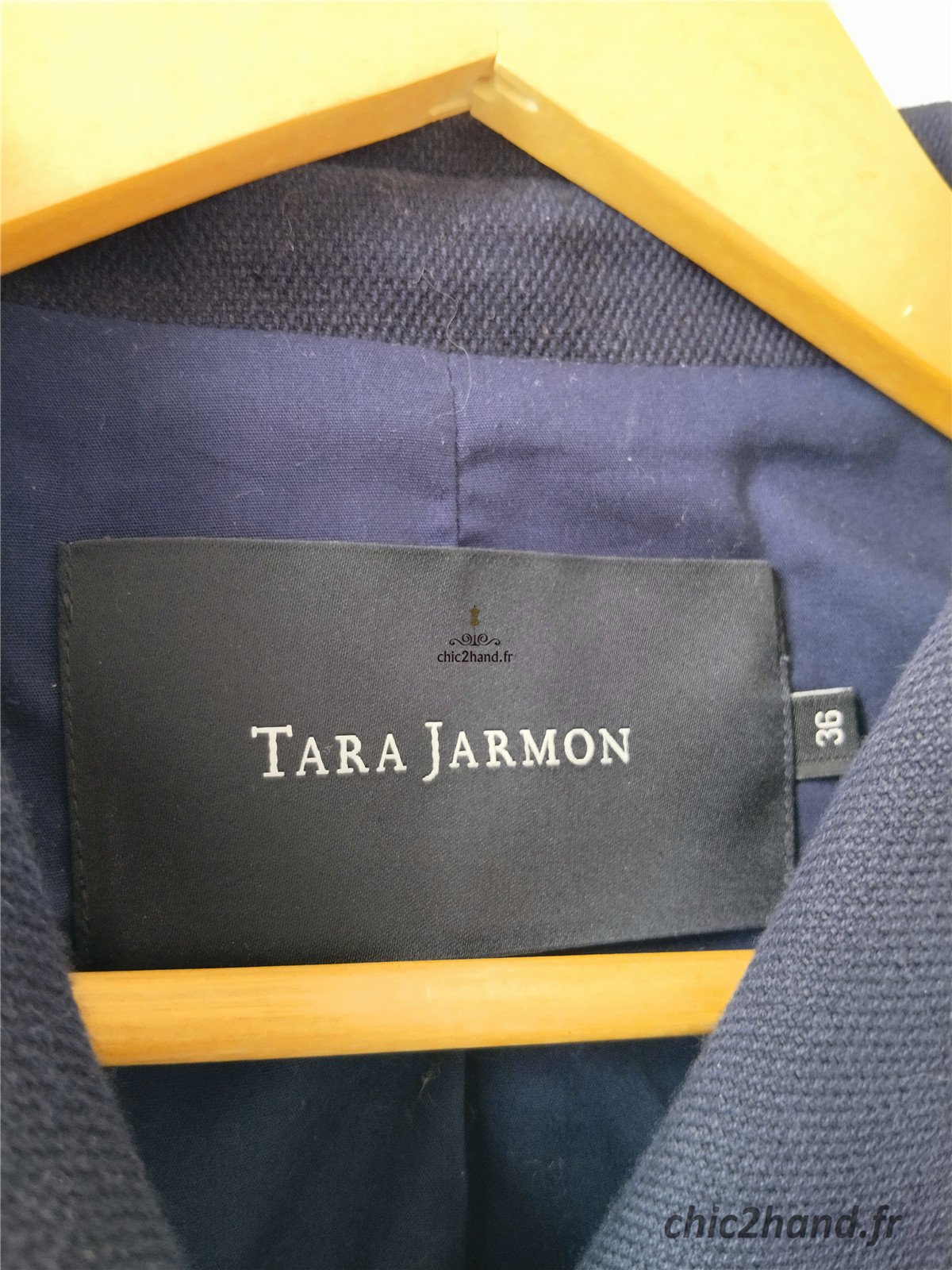 Manteau oversize coton lin bleu marine Tara Jarmon S excellent état – Image 11
