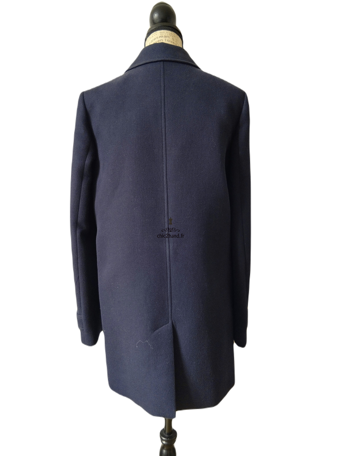 Manteau oversize coton lin bleu marine Tara Jarmon S excellent état – Image 8