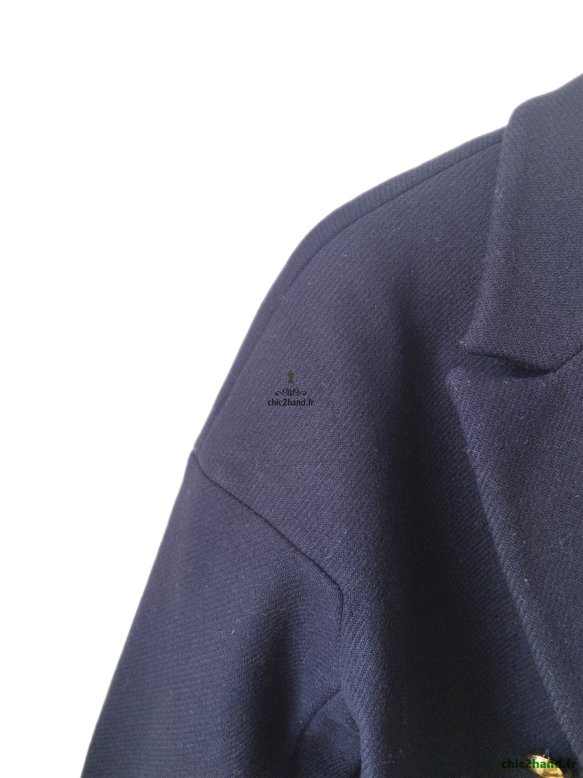 Manteau oversize laine cachemire boutonné Tara Jarmon FR38 bleu marine Excellent état – Image 4