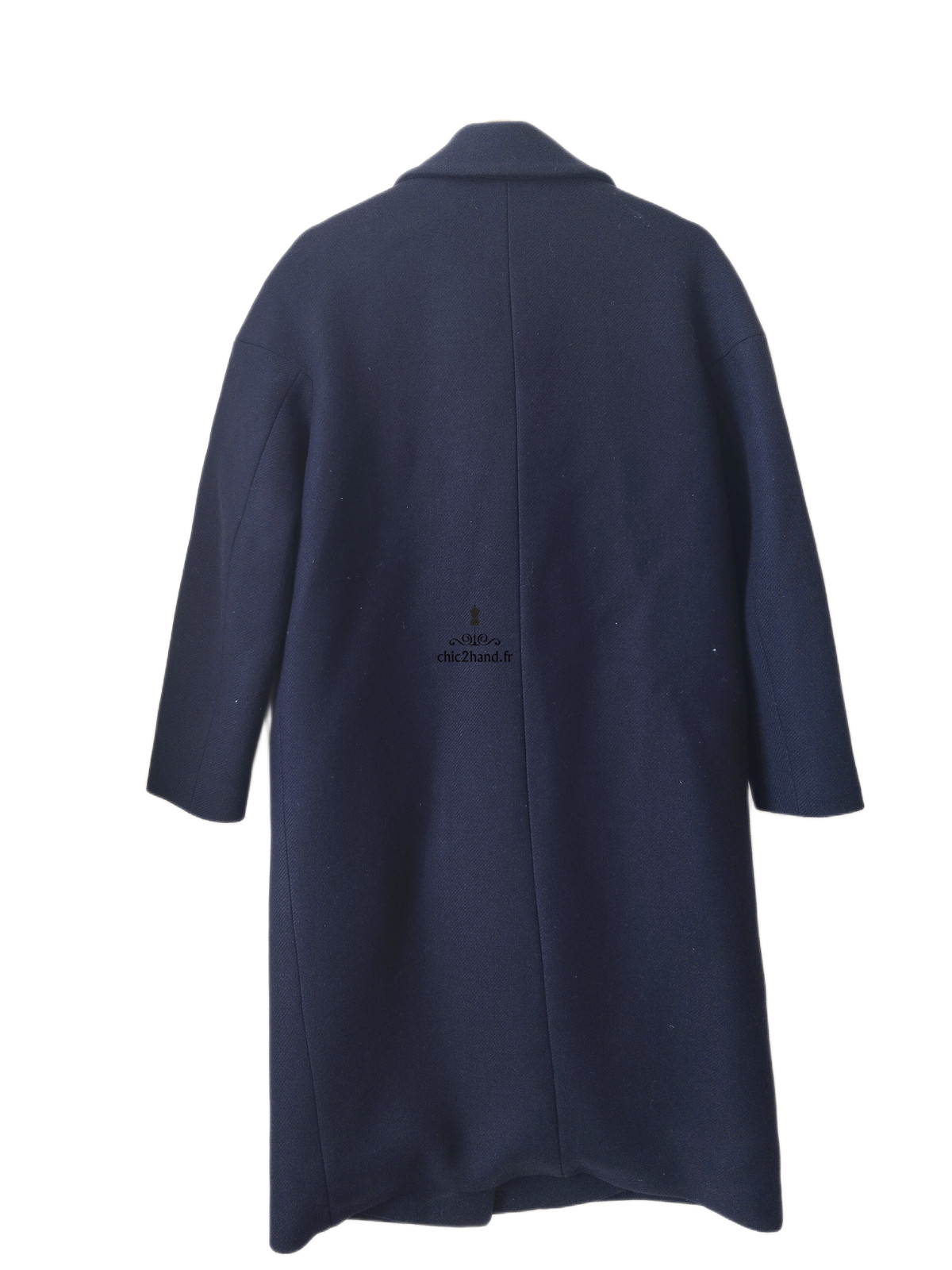 Manteau oversize laine cachemire boutonné Tara Jarmon FR38 bleu marine Excellent état – Image 6