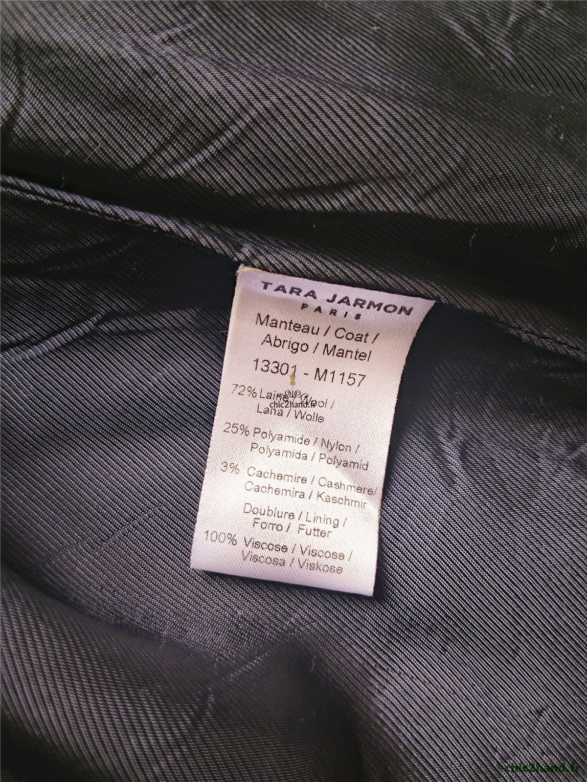 Manteau oversize laine cachemire boutonné Tara Jarmon FR38 bleu marine Excellent état – Image 11