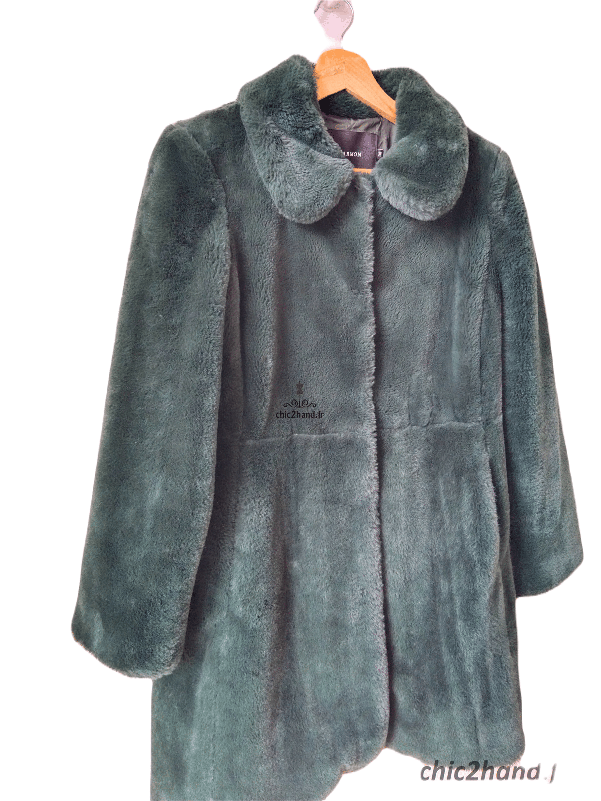 Manteau fausse fourrure polaire doudou vert foncé Tara Jarmon M Excellent état – Image 4