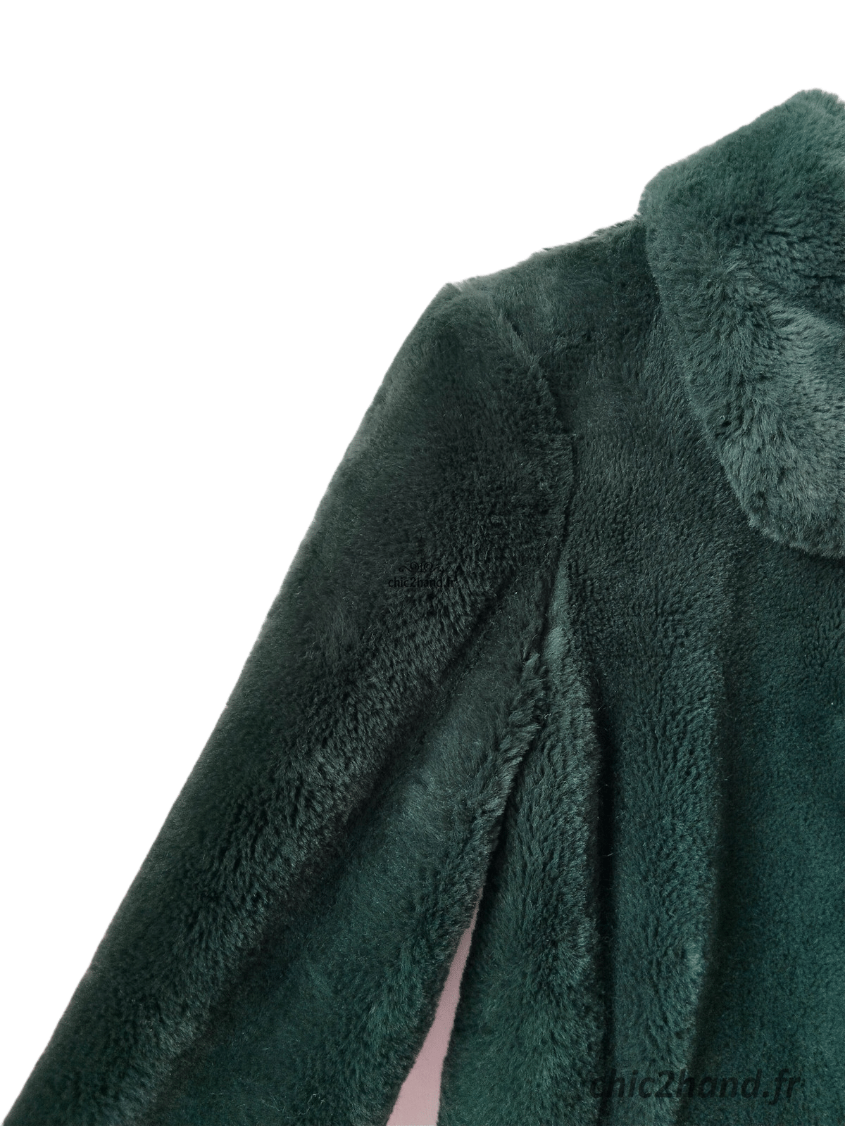 Manteau fausse fourrure polaire doudou vert foncé Tara Jarmon M Excellent état – Image 5