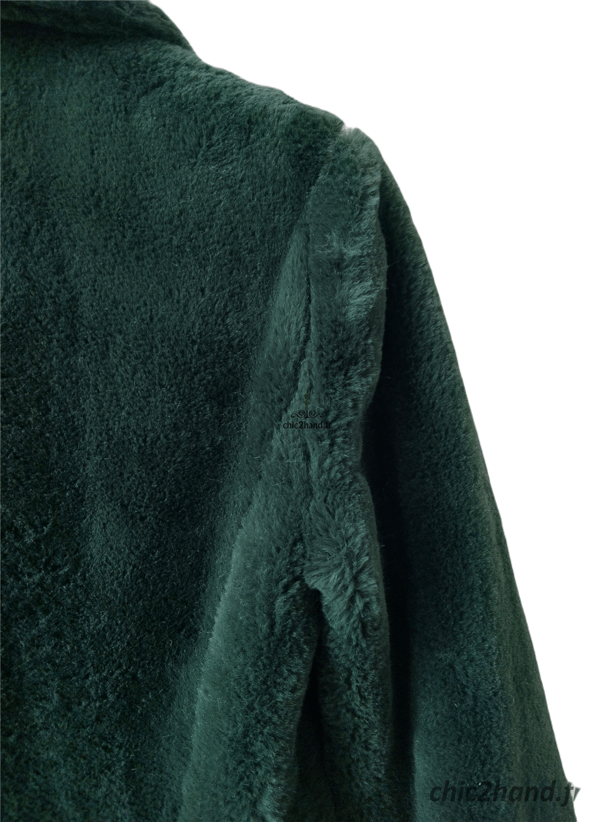 Manteau fausse fourrure polaire doudou vert foncé Tara Jarmon M Excellent état – Image 7