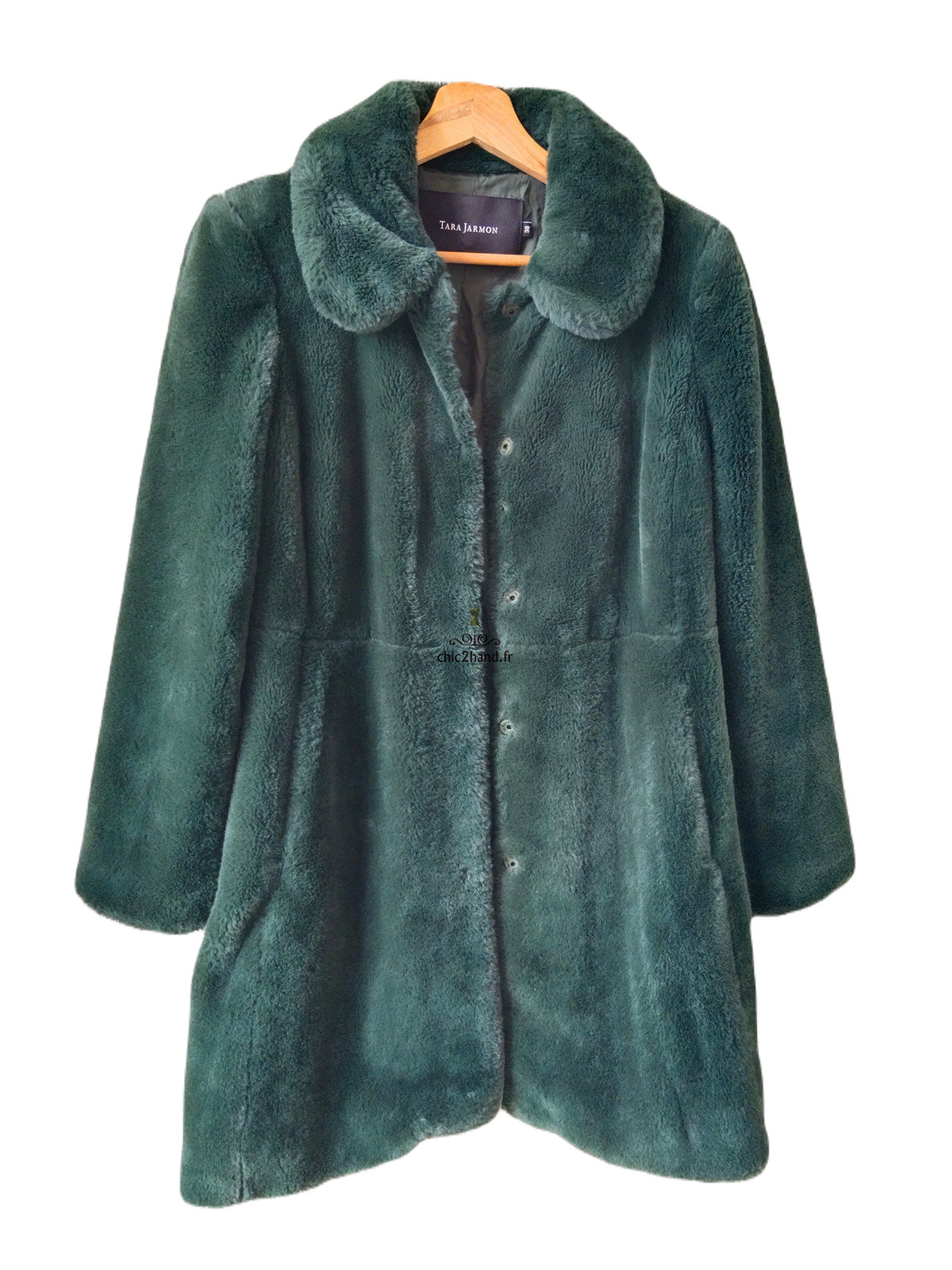 Manteau fausse fourrure polaire doudou vert foncé Tara Jarmon M Excellent état – Image 8