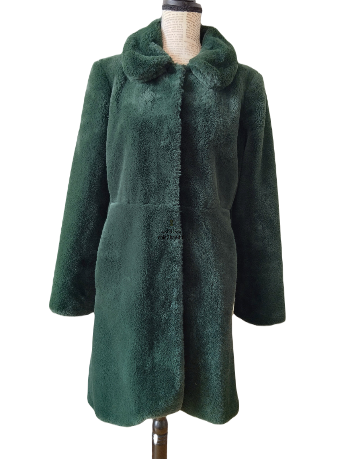 Manteau fausse fourrure polaire doudou vert foncé Tara Jarmon M Excellent état – Image 9