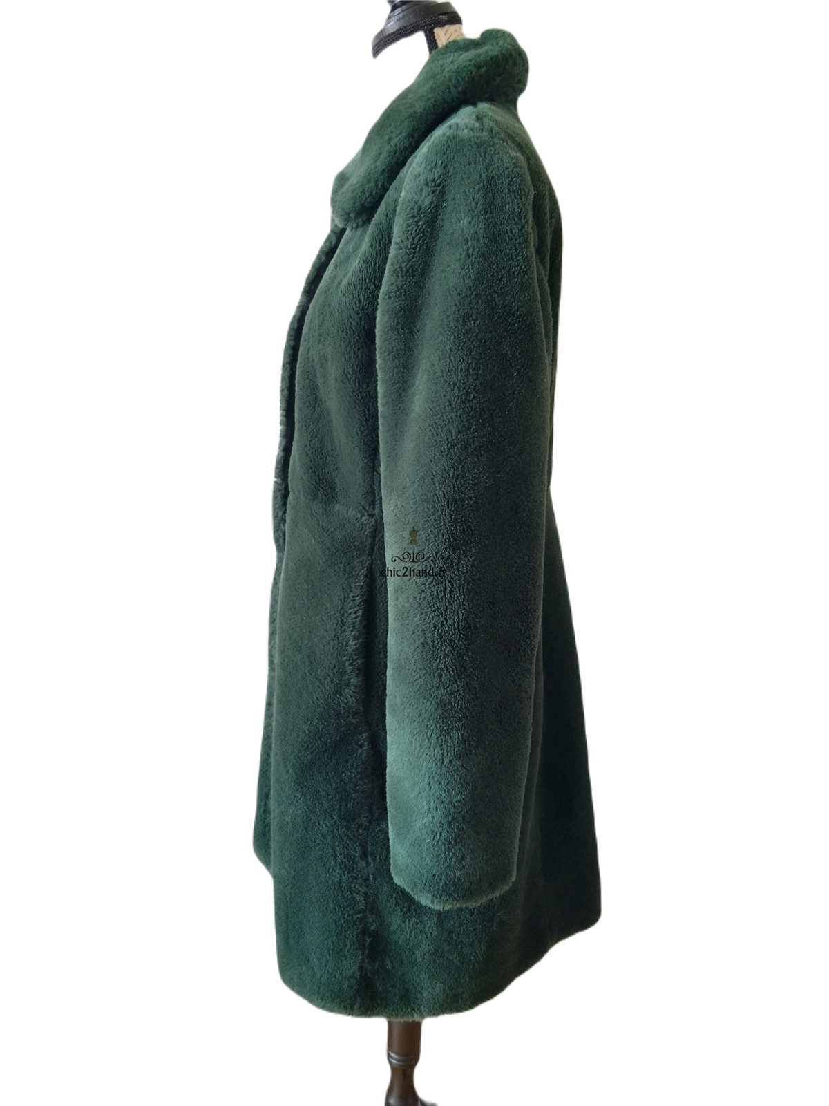 Manteau fausse fourrure polaire doudou vert foncé Tara Jarmon M Excellent état – Image 10