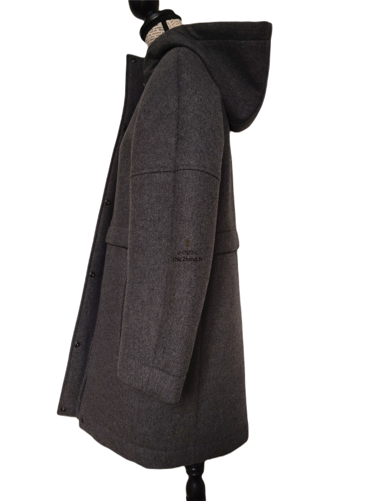 Manteau oversize avec capuche laine Comptoir des Cotonniers Verisson gris T1 NEUF – Image 3