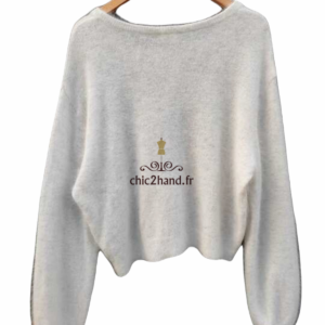 Pull oversize 50% angora American Vintage miti236 XS S mitibird blanc gris TBE