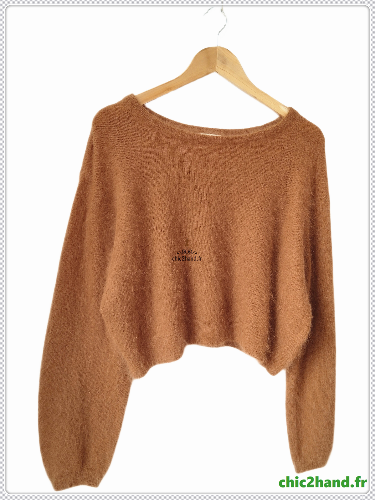 Pull oversize 50% angora American Vintage miti236 XS S mitibird camel tabac TBE – Image 3