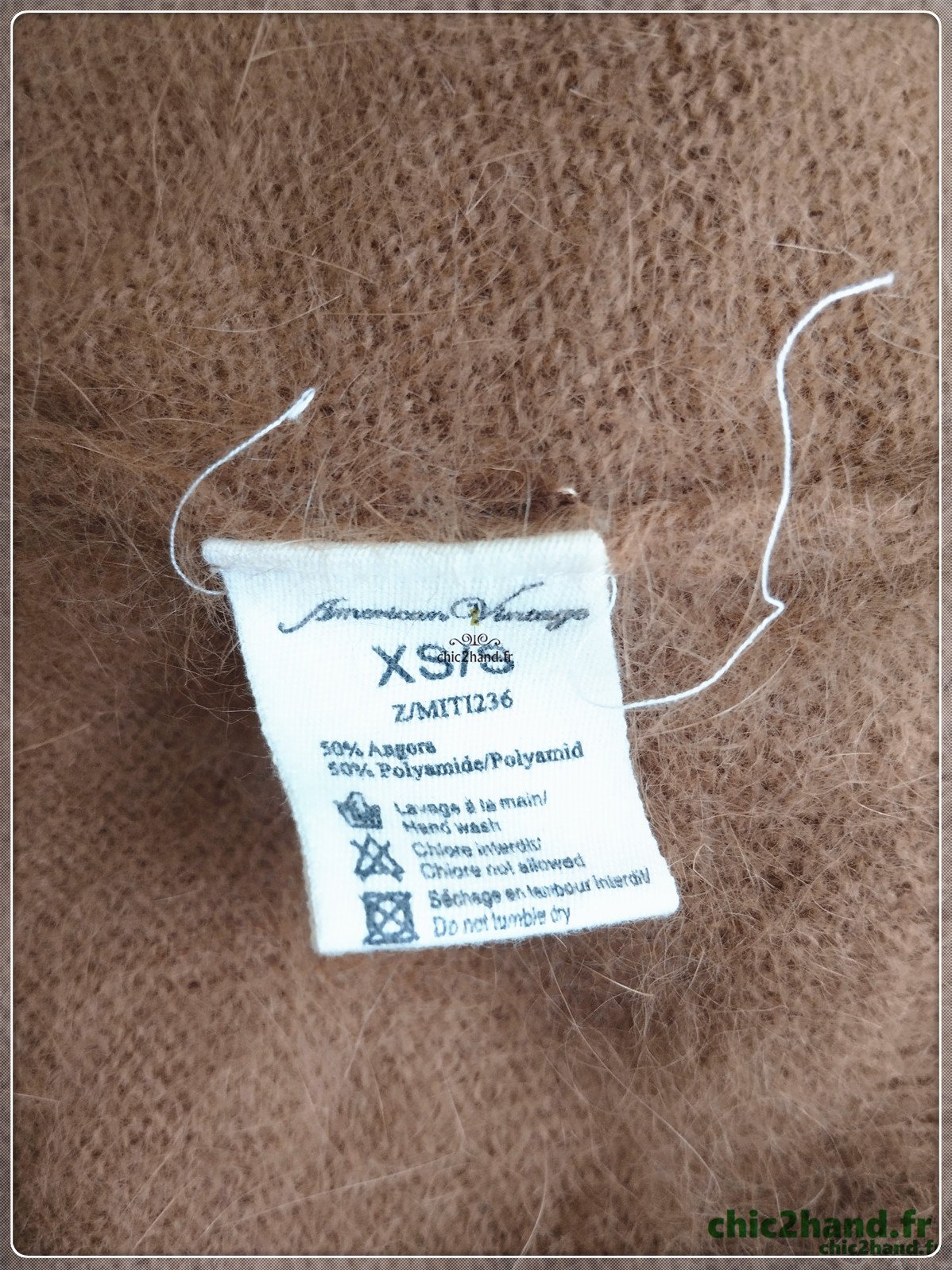 Pull oversize 50% angora American Vintage miti236 XS S mitibird camel tabac TBE – Image 9