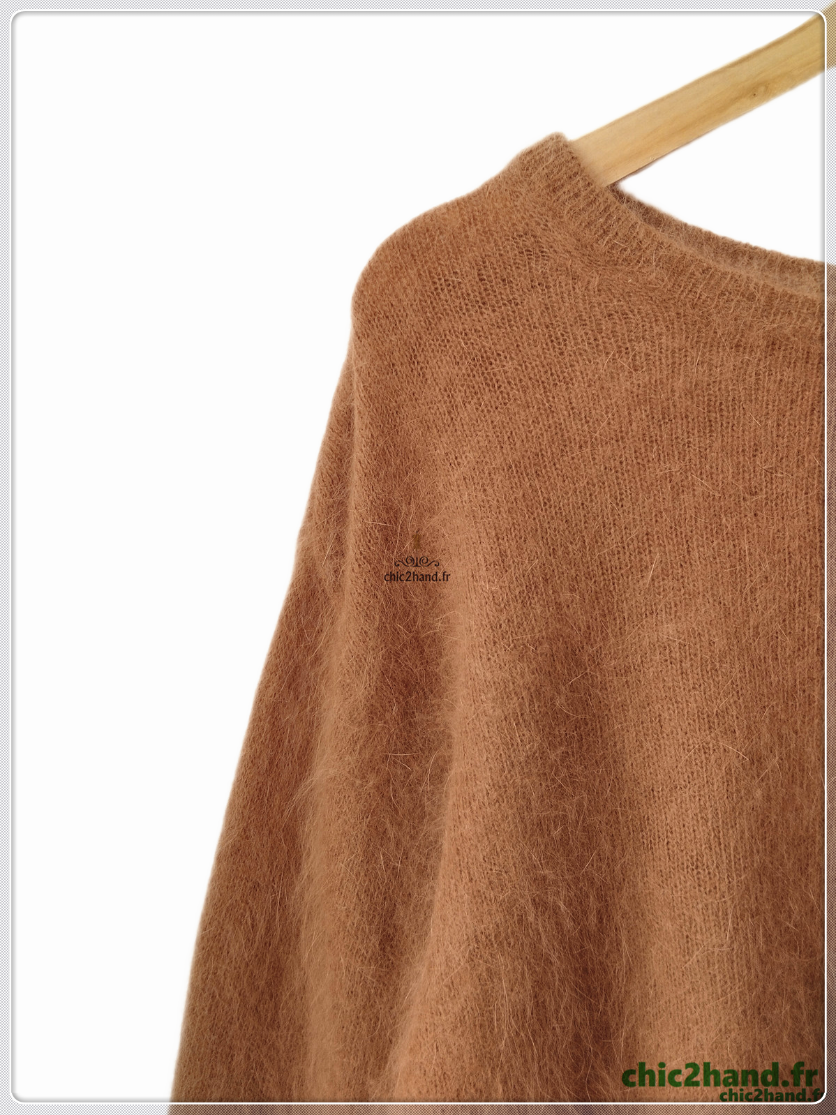 Pull oversize 50% angora American Vintage miti236 XS S mitibird camel tabac TBE – Image 4