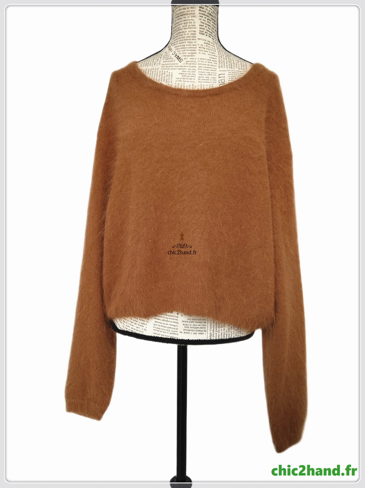Pull oversize 50% angora American Vintage miti236 XS S mitibird camel tabac TBE – Image 6