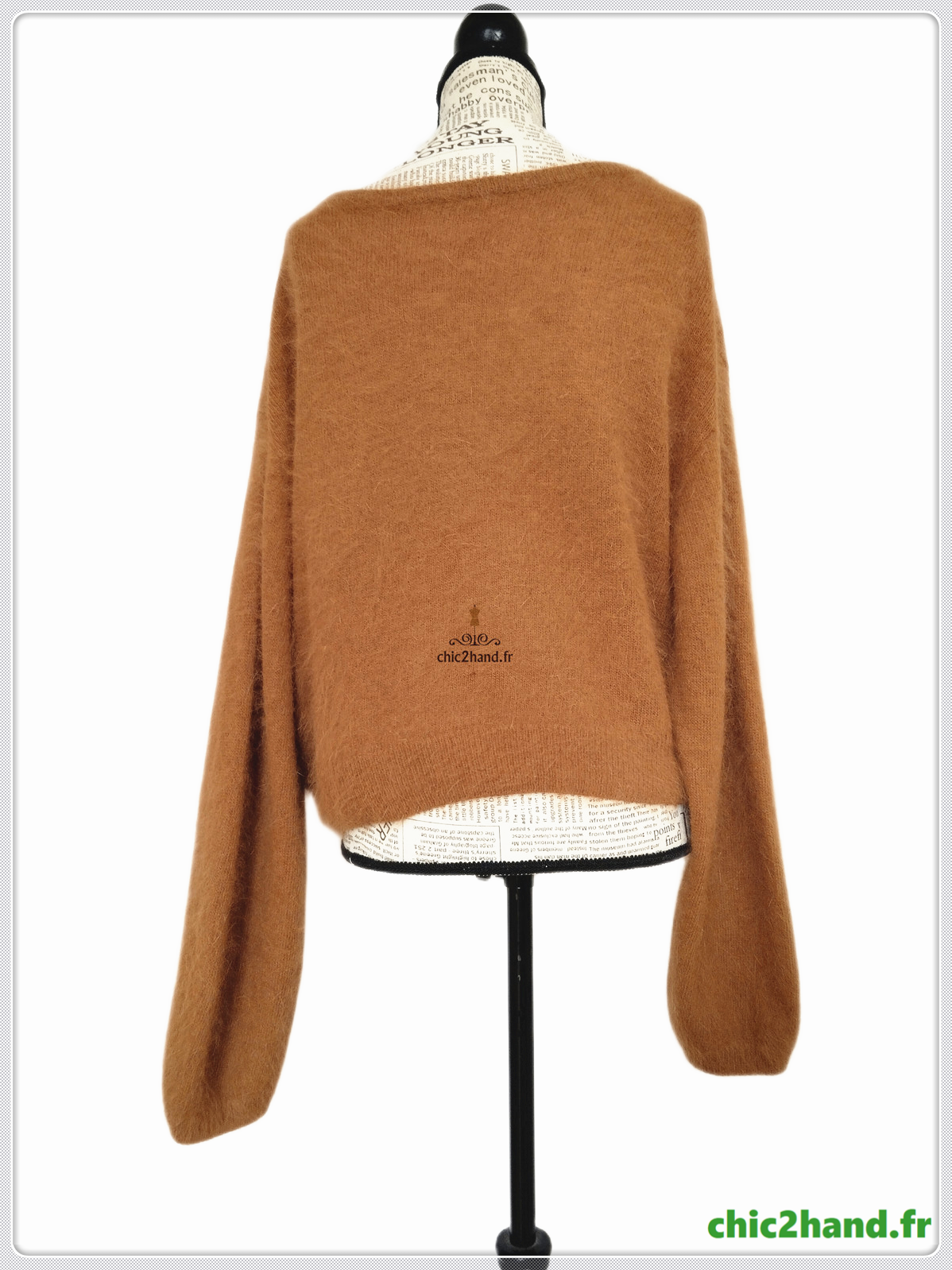 Pull oversize 50% angora American Vintage miti236 XS S mitibird camel tabac TBE – Image 8
