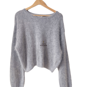 Pull oversize 50% angora American Vintage miti236 XS S mitibird gris perle TBE
