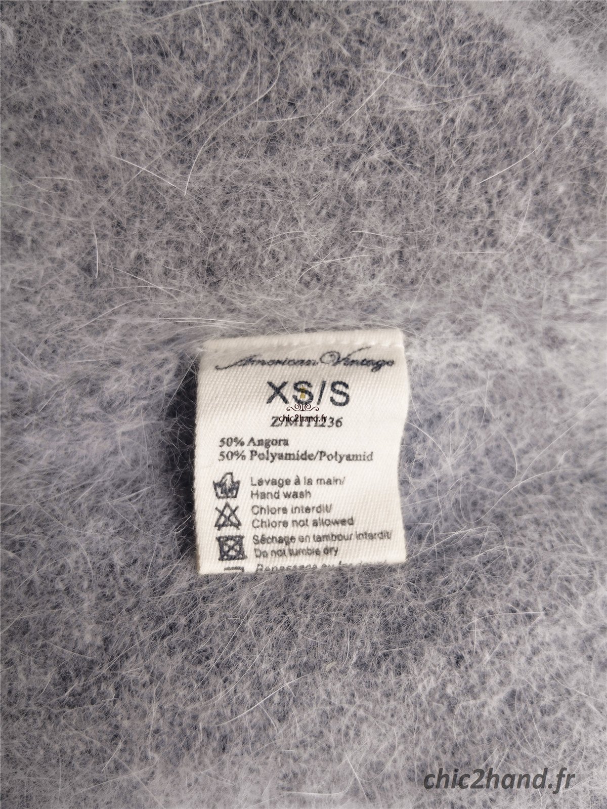Pull oversize 50% angora American Vintage miti236 XS S mitibird gris perle TBE – Image 9