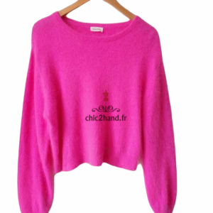Pull oversize 50% angora American Vintage miti236 M L mitibird rose NEUF