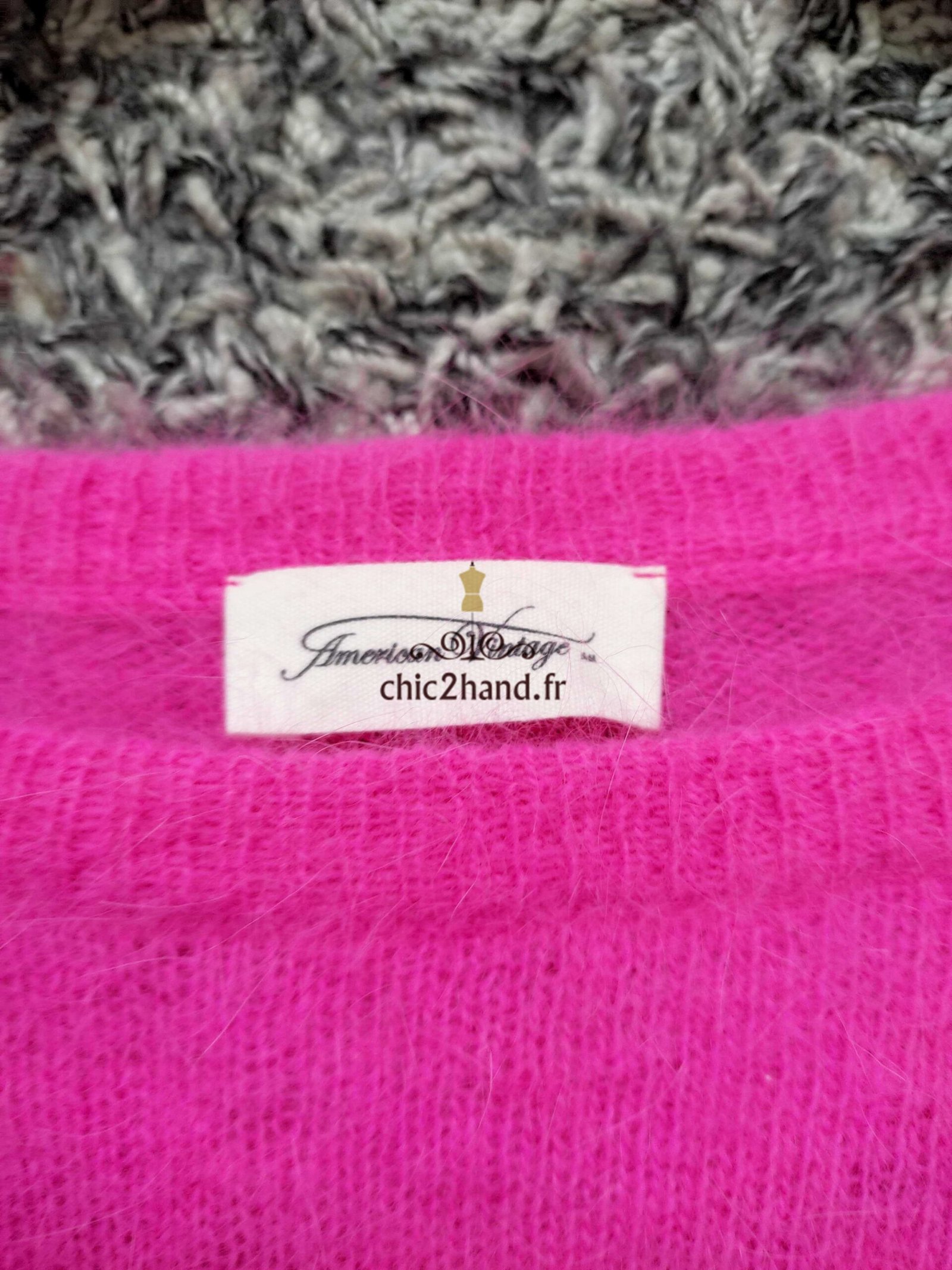 Pull oversize 50% angora American Vintage miti236 M L mitibird rose NEUF – Image 3