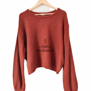 Pull oversize 50% angora American Vintage miti236 XS S mitibird rouille TBE