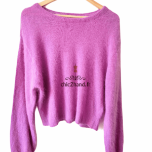 Pull oversize 50% angora American Vintage miti236 XS S mitibird mauve Neuf