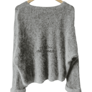 Pull oversize 50% angora American Vintage miti255b XS S mitibird gris Excellent état