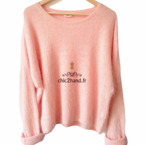 Pull oversize 50% angora American Vintage miti255b XS S mitibird rose TBE