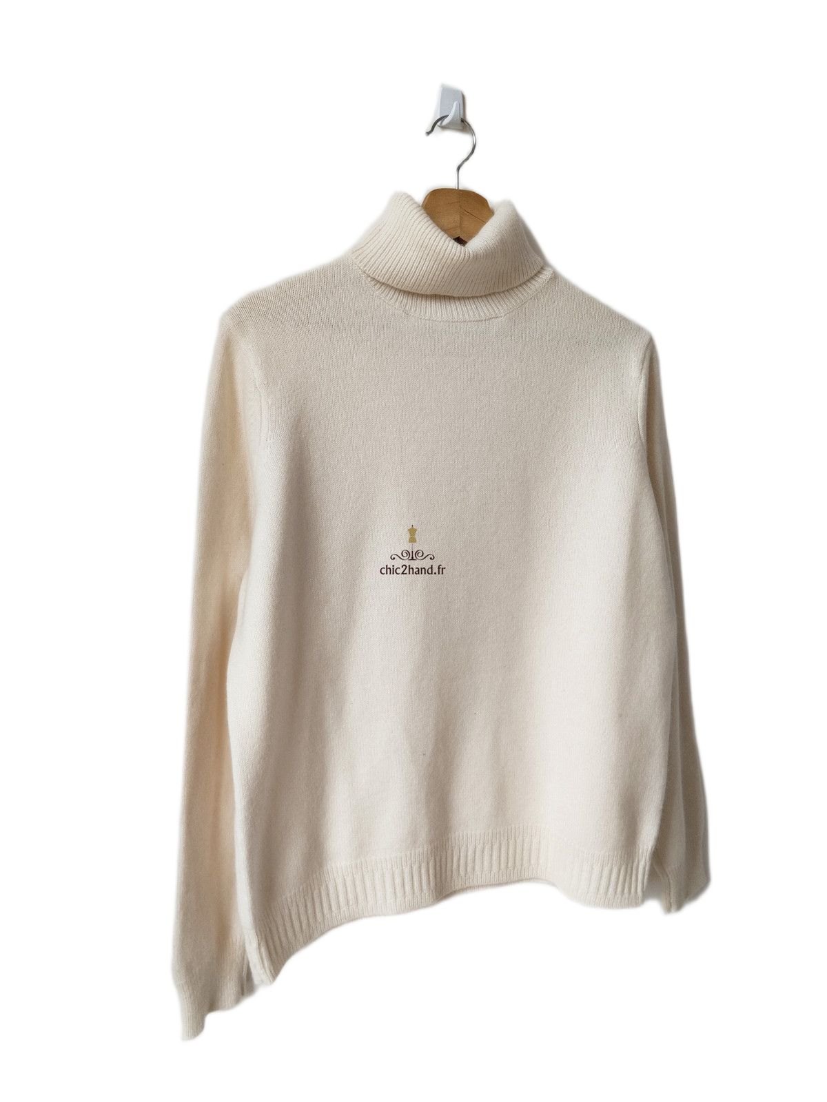 Pull col roulé 100% pur cachemire Monoprix T3 blanc crème neuf – Image 3